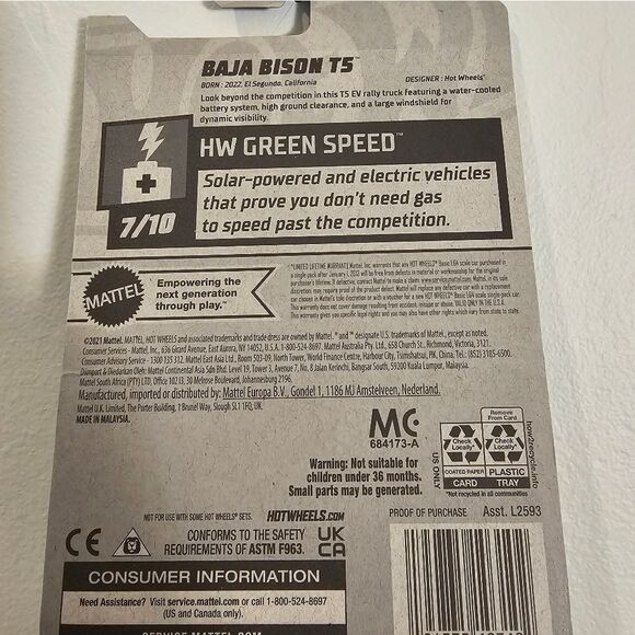Hot Wheels Green Speed Baja Bison T5- 7/10 Solor powered and Electric vehicle - Picture 6 of 6
